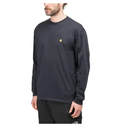 Carhartt WIP L/S Chase T-Shirt (Navy / Gold)