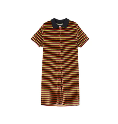 Stüssy WMNS Penny Velour Dress (Rot / Schwarz / Grün)