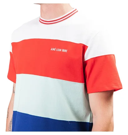 Aimé Leon Dore Striped Ribbed Collar Tee (Weiß)