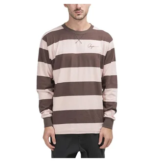 Chrystie NYC Stripe Logo Longsleeve (Rosa / Braun)