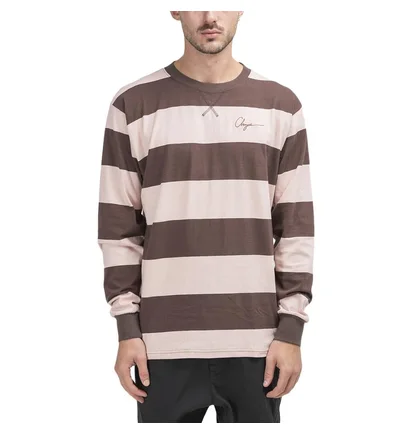 Chrystie NYC Stripe Logo Longsleeve (Rosa / Braun)