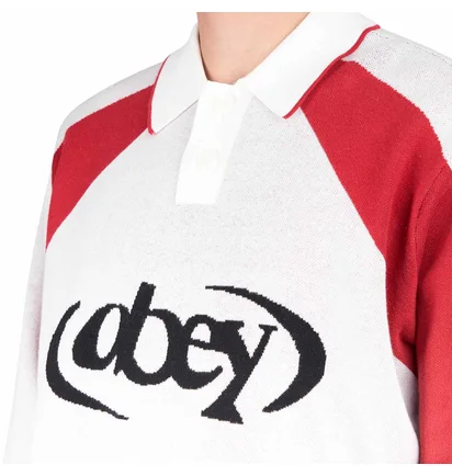 Obey Soccer Polo Sweater (Beige / Rot)