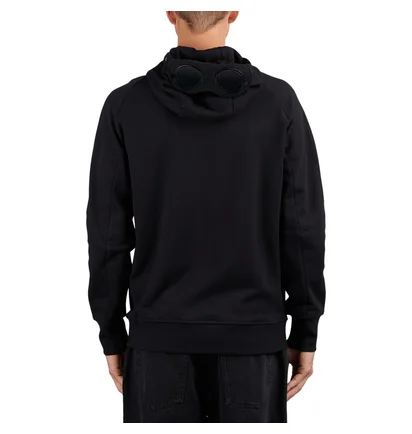C.P. Company Diagonal Raised Fleece Goggle Zipped Hooded Sweatshirt (Schwarz)
