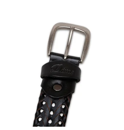 Dime Braided Leather Belt (Schwarz)