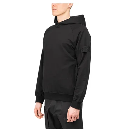 Stone Island Ghost Piece Cotton Stretch Fleece Hoodie (Schwarz)