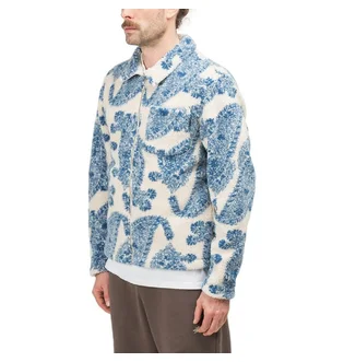 Stüssy Big Paisley Full Zip Sherpa Jacket (Beige / Blau)
