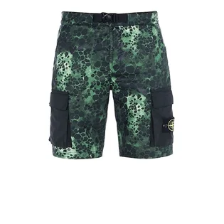 Stone Island Alligator Camo Cotton - Nylon Shorts (Grün)