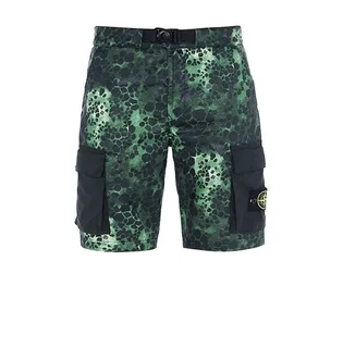 Stone Island Alligator Camo Cotton - Nylon Shorts (Grün)