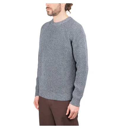 Norse Projects Roald Raglan Indigo Mouliné Pullover (Grau)