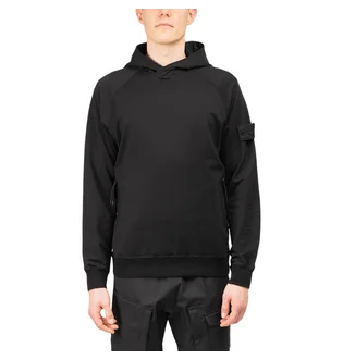 Stone Island Ghost Piece Cotton Stretch Fleece Hoodie (Schwarz)