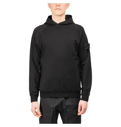Stone Island Ghost Piece Cotton Stretch Fleece Hoodie (Schwarz)