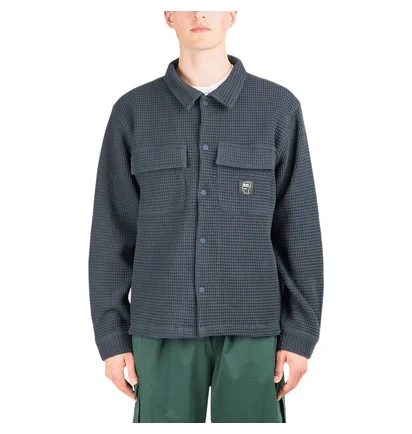 Brain Dead Waffle Snap Front Shirt (Navy)