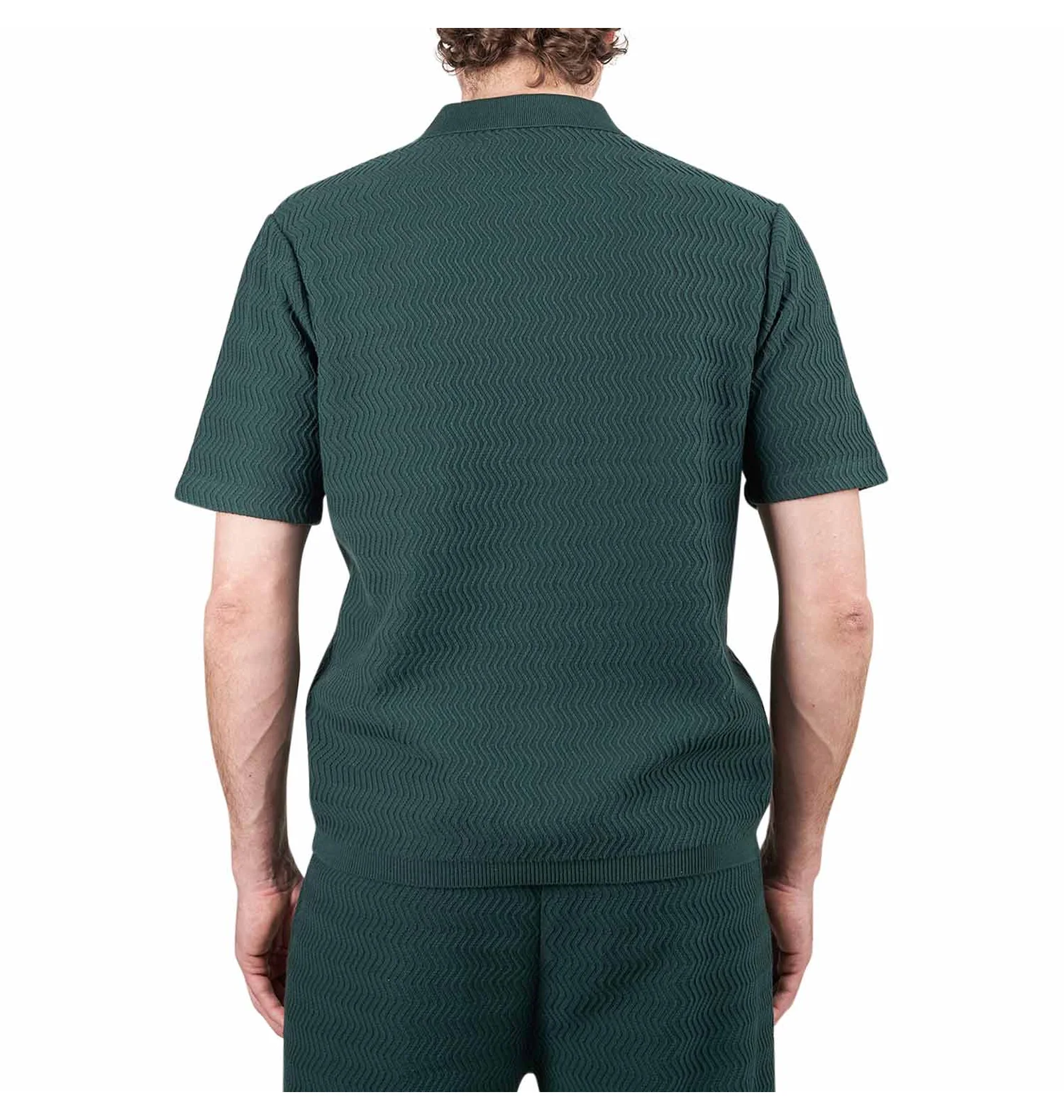Dime Wave Cable Knit Polo (Dunkelgrün) DIMESP248FOR - Allike Store