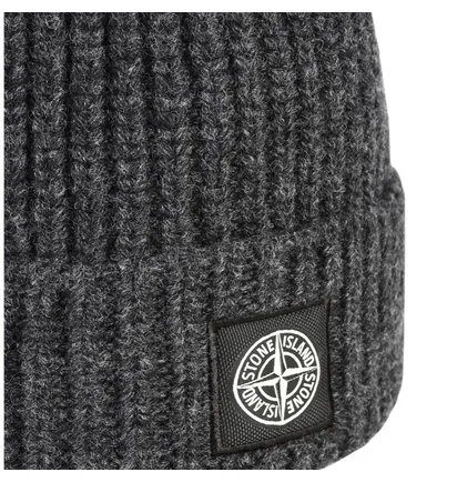 Stone Island Ribbed Beanie (Dunkelgrau)