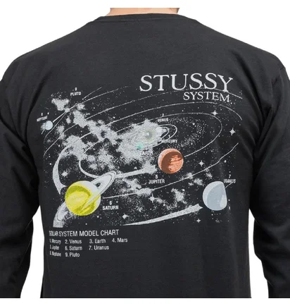 Stüssy Solar System Pig. Dyed Longsleeve (Schwarz)