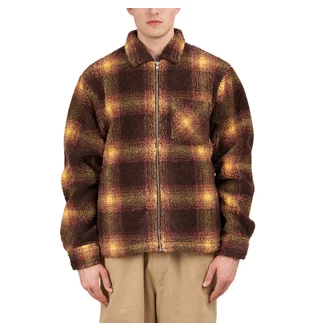 Stüssy Shadow Plaid Sherpa Zip Shirt (Braun)
