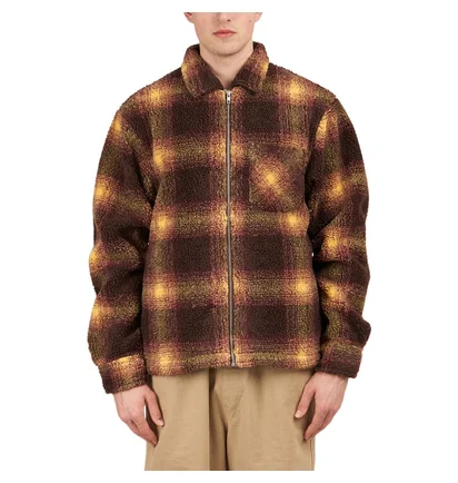 Stüssy Shadow Plaid Sherpa Zip Shirt (Braun)