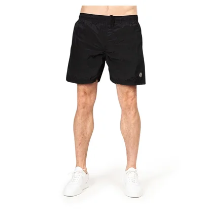 Stone Island Nylon Metal Patch Swim Shorts (Schwarz)