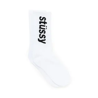 Stüssy Helvetica Jacquard Crew Socks (Weiß)