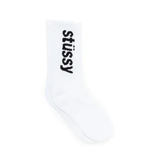 Stüssy Helvetica Jacquard Crew Socks (Weiß)