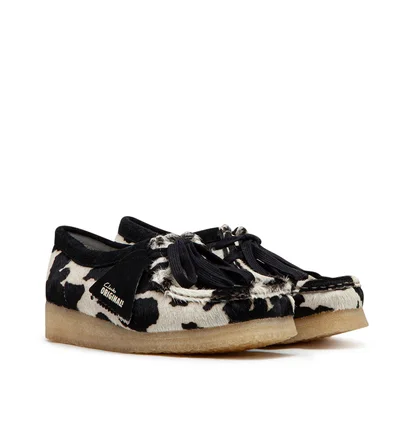 Clarks Originals Wallabee Cow Print HairOn W (Schwarz / Weiß)