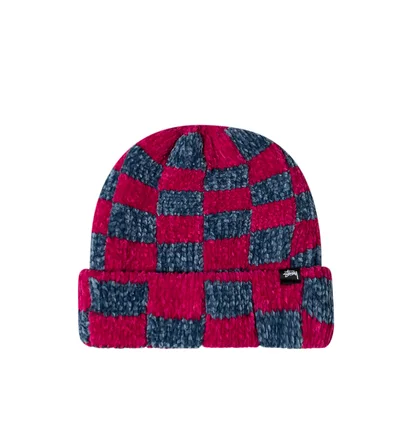 Stüssy Crochet Checkered Beanie (Rot / Grau)