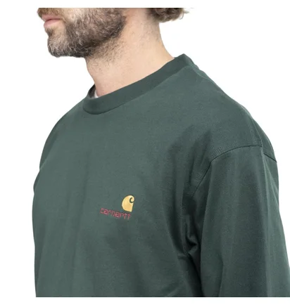Carhartt WIP L/S American Script T-Shirt (Grün)