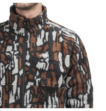 Stüssy Tree Bark Fleece Jacket (Braun / Schwarz)