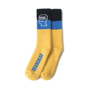 Brain Dead Striped Logo Head socks (Gelb / Blau / Schwarz)