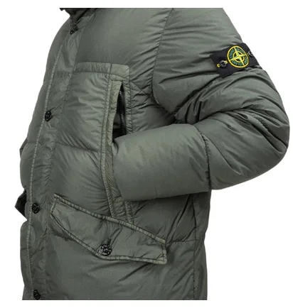 Stone Island Garment Dyed Crinkle Reps NY Down Jacket (Dunkelgrün)