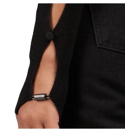 032c Unbutton Longsleeve Knit Top (Schwarz)