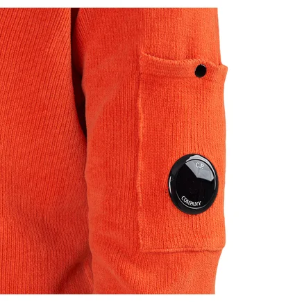 C.P. Company Chenille Cotton Crew Neck Knit (Orange)