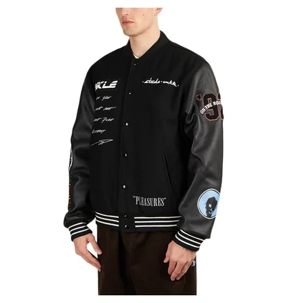 Pleasures x Unkle Mowax Varsity (Schwarz / Weiß)