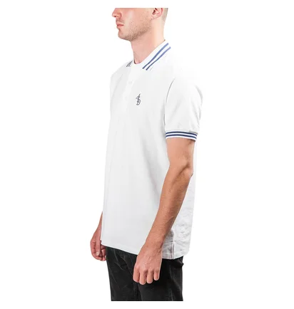 Aimé Leon Dore Monogram Stripe Collar Polo (Weiß)