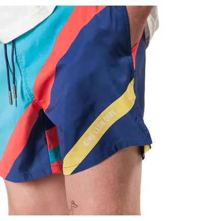 Aimé Leon Dore Nautical Stripe Swim Trunks (Blau)