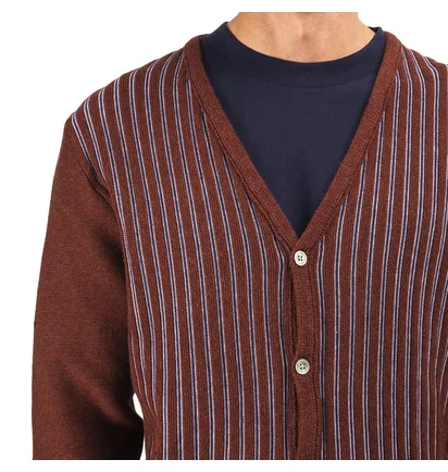 Stüssy Stripe Cardigan (Weinrot)