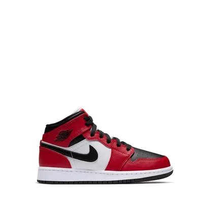 Air Jordan 1 Mid GS (Rot / Schwarz / Weiß)