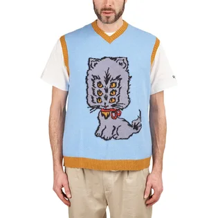 Brain Dead Kitty Cat Sweater Vest (Hellblau)