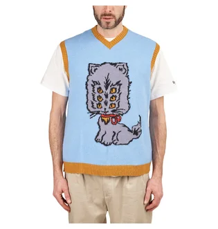 Brain Dead Kitty Cat Sweater Vest (Hellblau)