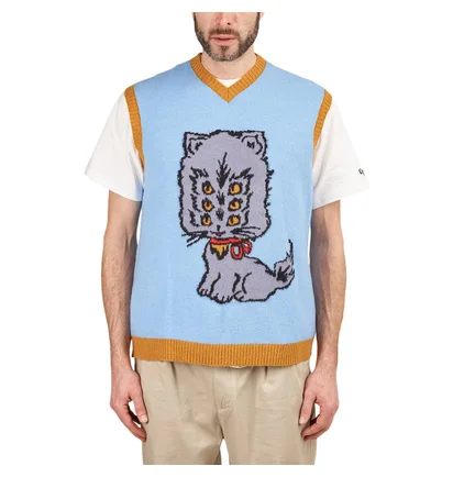 Brain Dead Kitty Cat Sweater Vest (Hellblau)