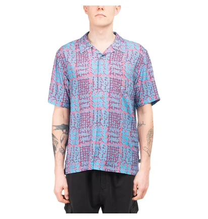 Stüssy Hand Drawn Houndstooth Shirt (Blau / Rot)