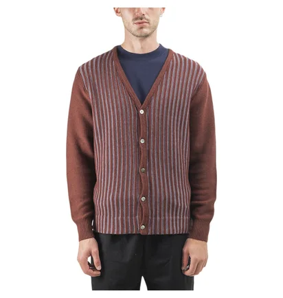 Stüssy Stripe Cardigan (Weinrot)