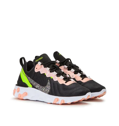 Nike WMNS React Element 55 Premium (Schwarz / Coral / Gelb)