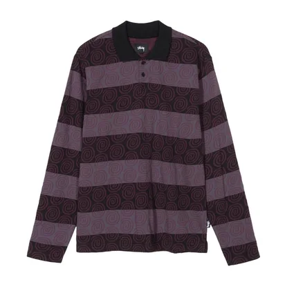 Stüssy Swirl Stripe Polo (Lila / Schwarz)