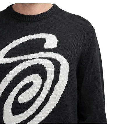 Stüssy Curly S Sweater (Schwarz / Weiß)