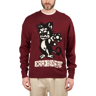 Brain Dead Meow Knit Sweater (Dunkelrot)
