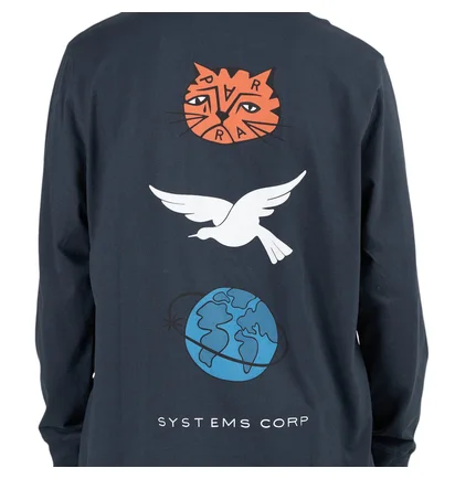 Parra Sad Cat System Bird L/S T-Shirt (Navy)