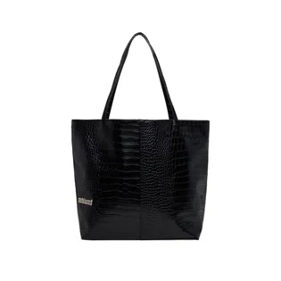 Metalwood Metal Logo Stud Croc Tote (Schwarz)