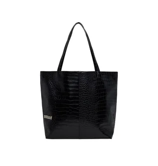 Metalwood Metal Logo Stud Croc Tote (Schwarz)