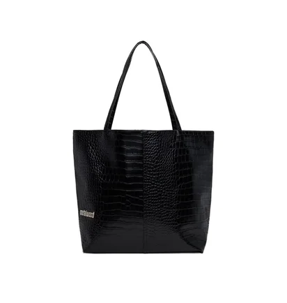 Metalwood Metal Logo Stud Croc Tote (Schwarz)
